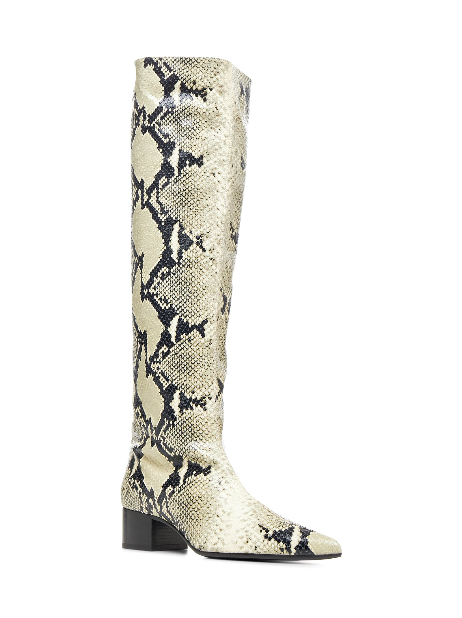 Beige python embossed leather Andee boots - 2