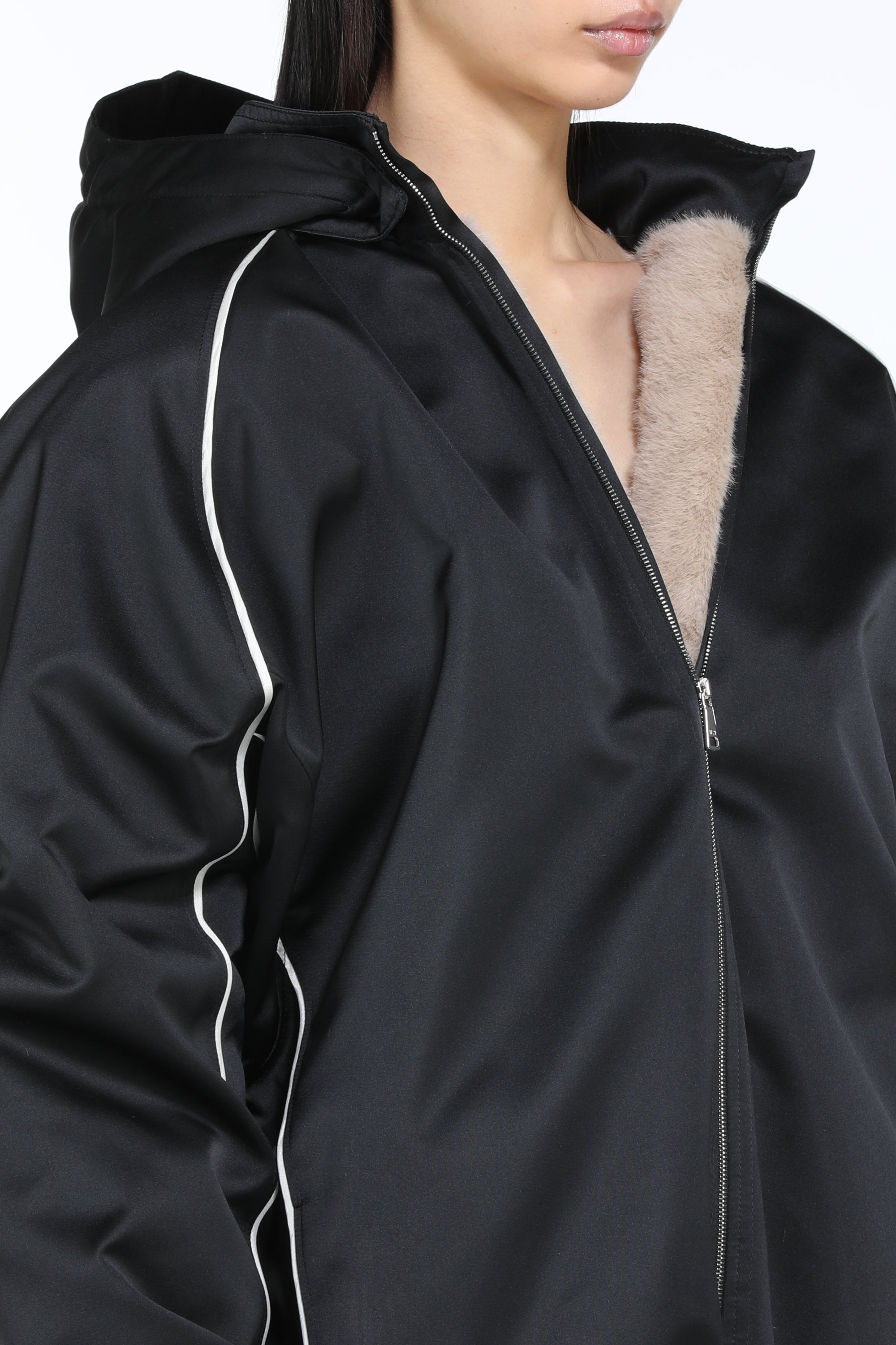 BOMBER JACKET WITH HOOD AND FAUX FUR LINING - 5