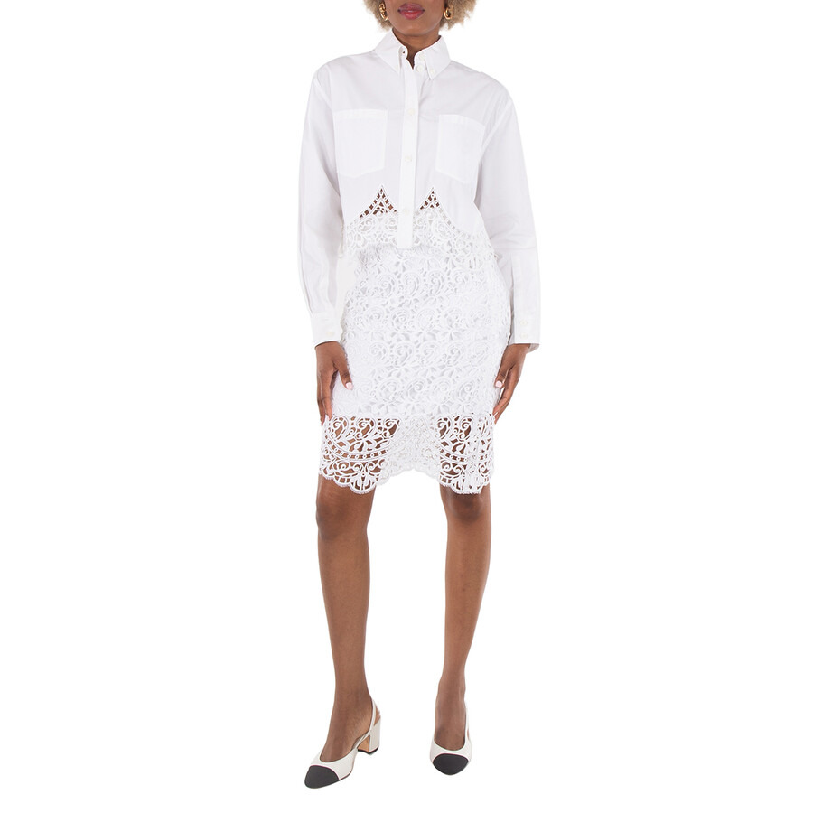 Burberry Cropped Macrame-Lace Shirt - 6