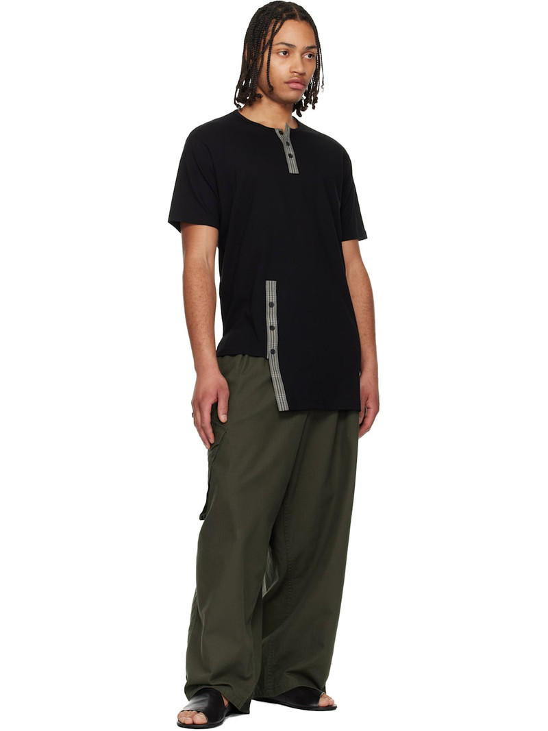 Yohji Yamamoto Black Asymmetrical Henley outlook