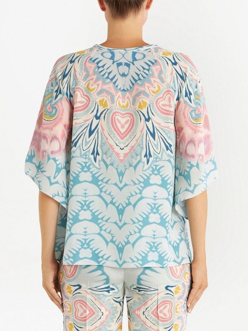 graphic-print silk blouse - 4