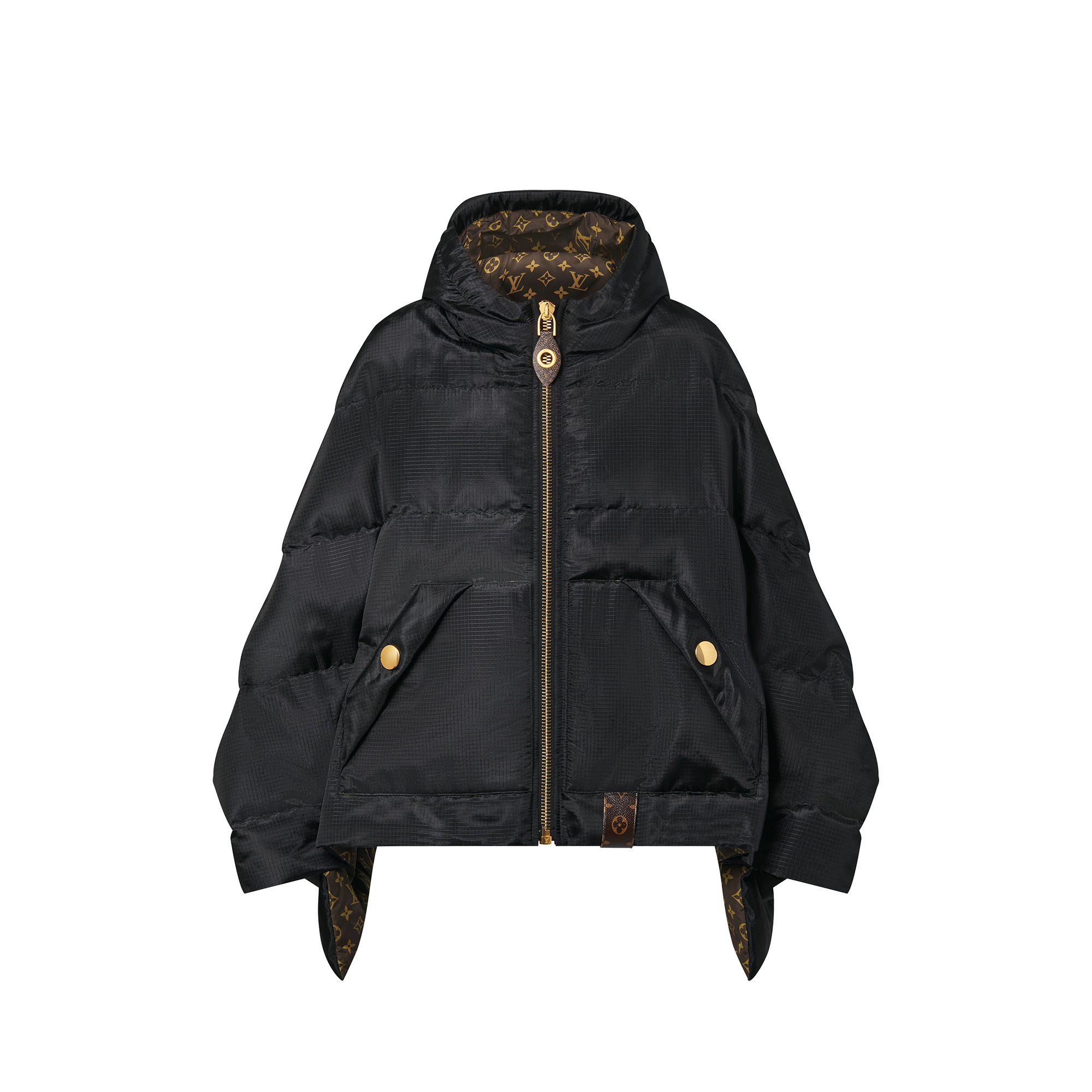 Louis Vuitton Monogram Hooded Cape, Black, 42