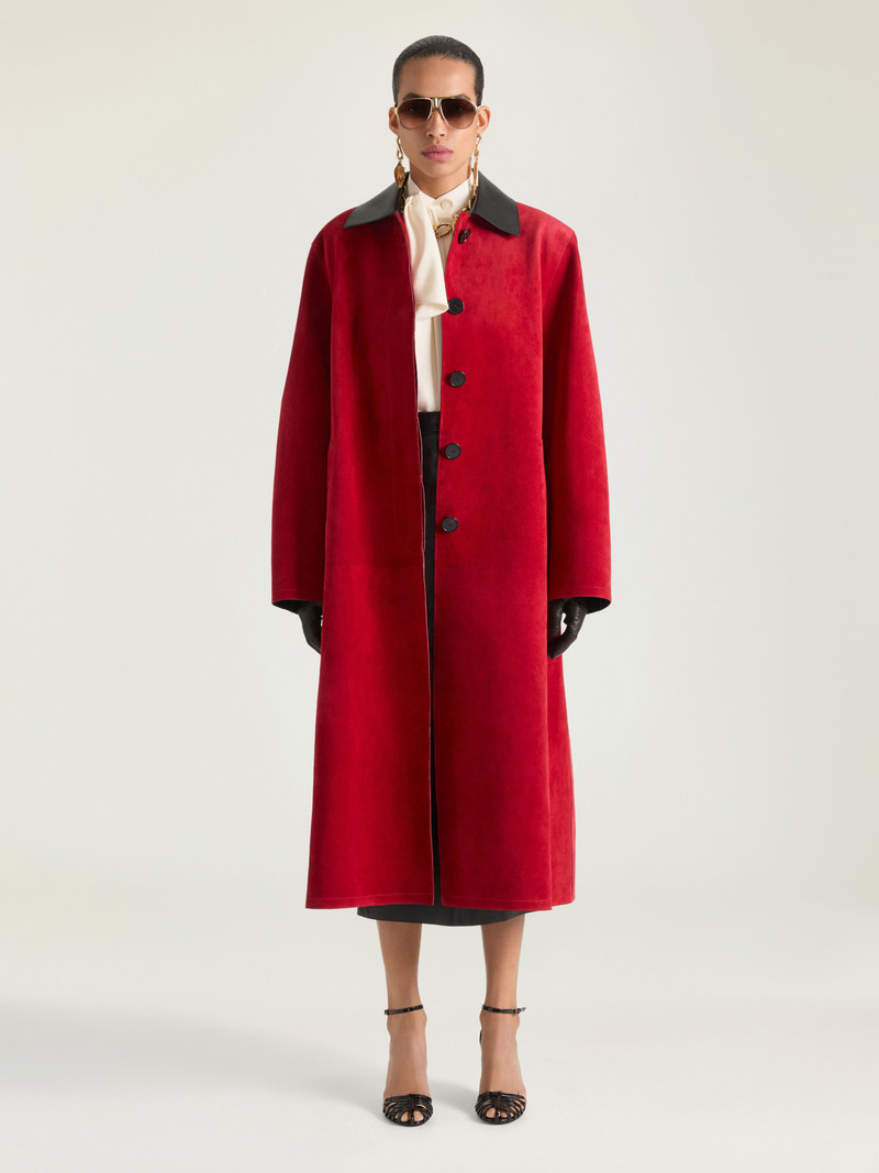 Givenchy CAR COAT IN SUEDE WITH LEATHER COLLAR outlook
