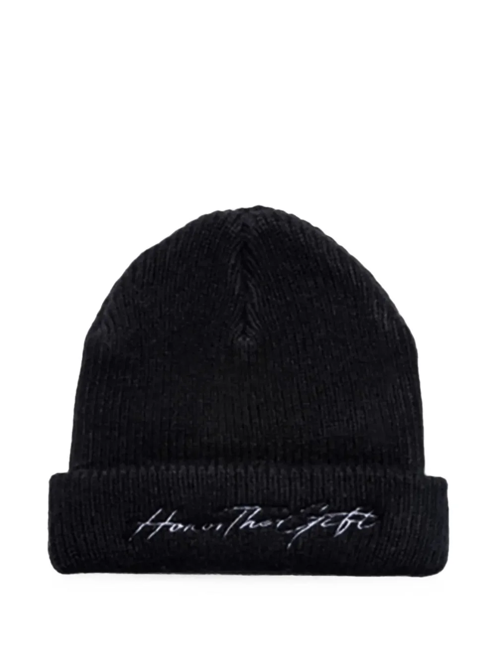 logo-embroidered ribbed beanie hat - 1