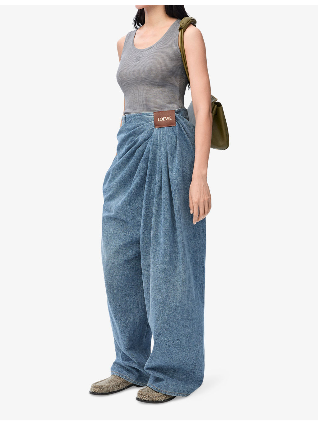 Anagram-Embroidered Scoop-Neck Silk-Blend Top - 2