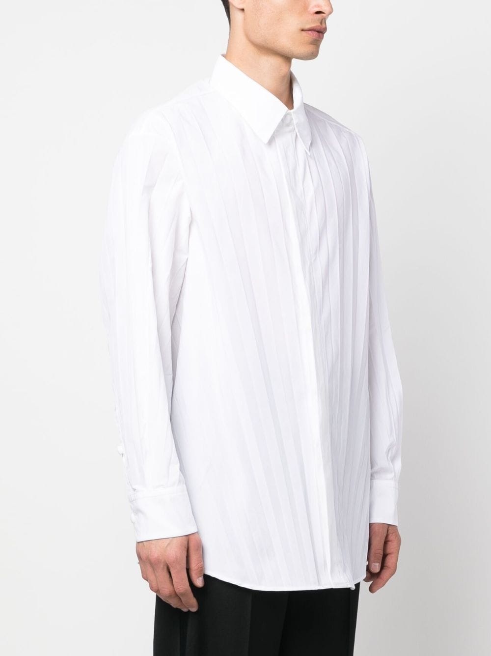 pleated long-sleeve shirt - 3