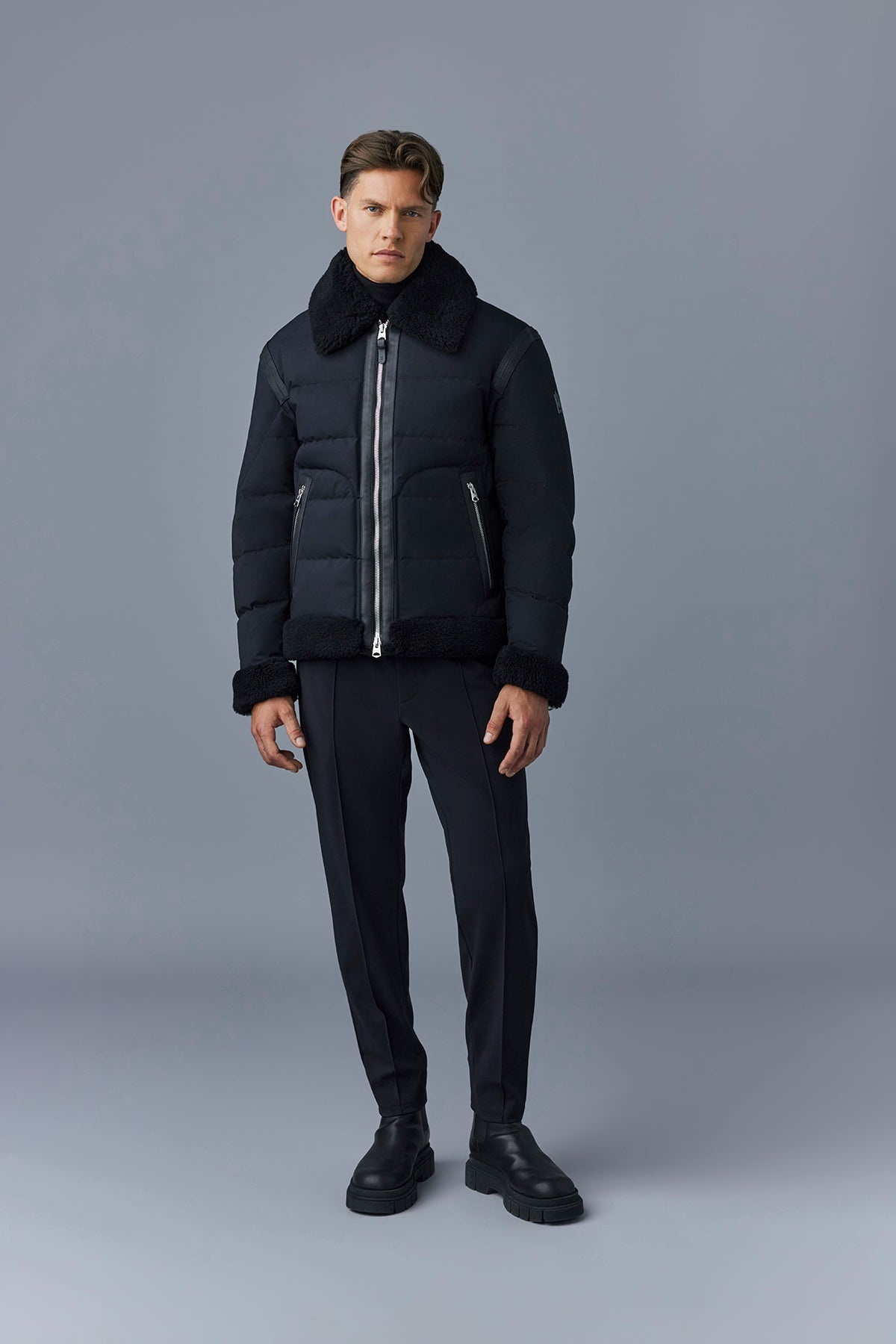 SOLOMON Down sheepskin jacket with spread collar - 2