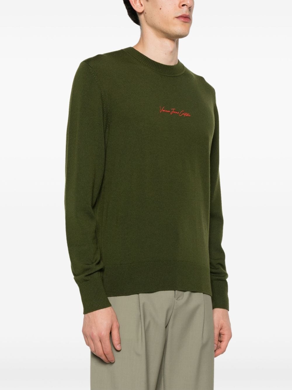 embroidered-logo wool jumper - 3