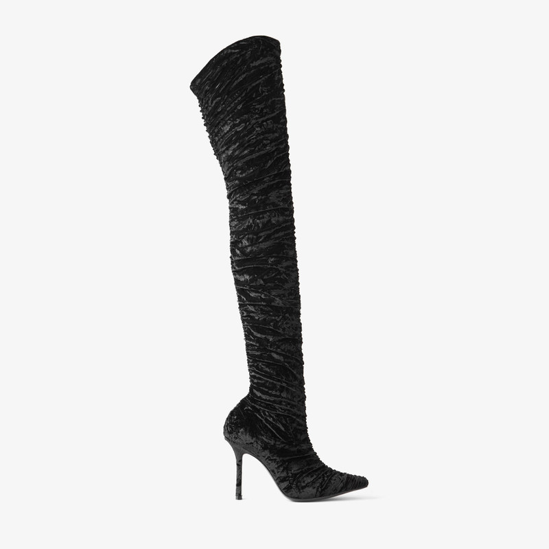Lotta Over The Knee 100 Black Velvet Over-The-Knee Boots - 1