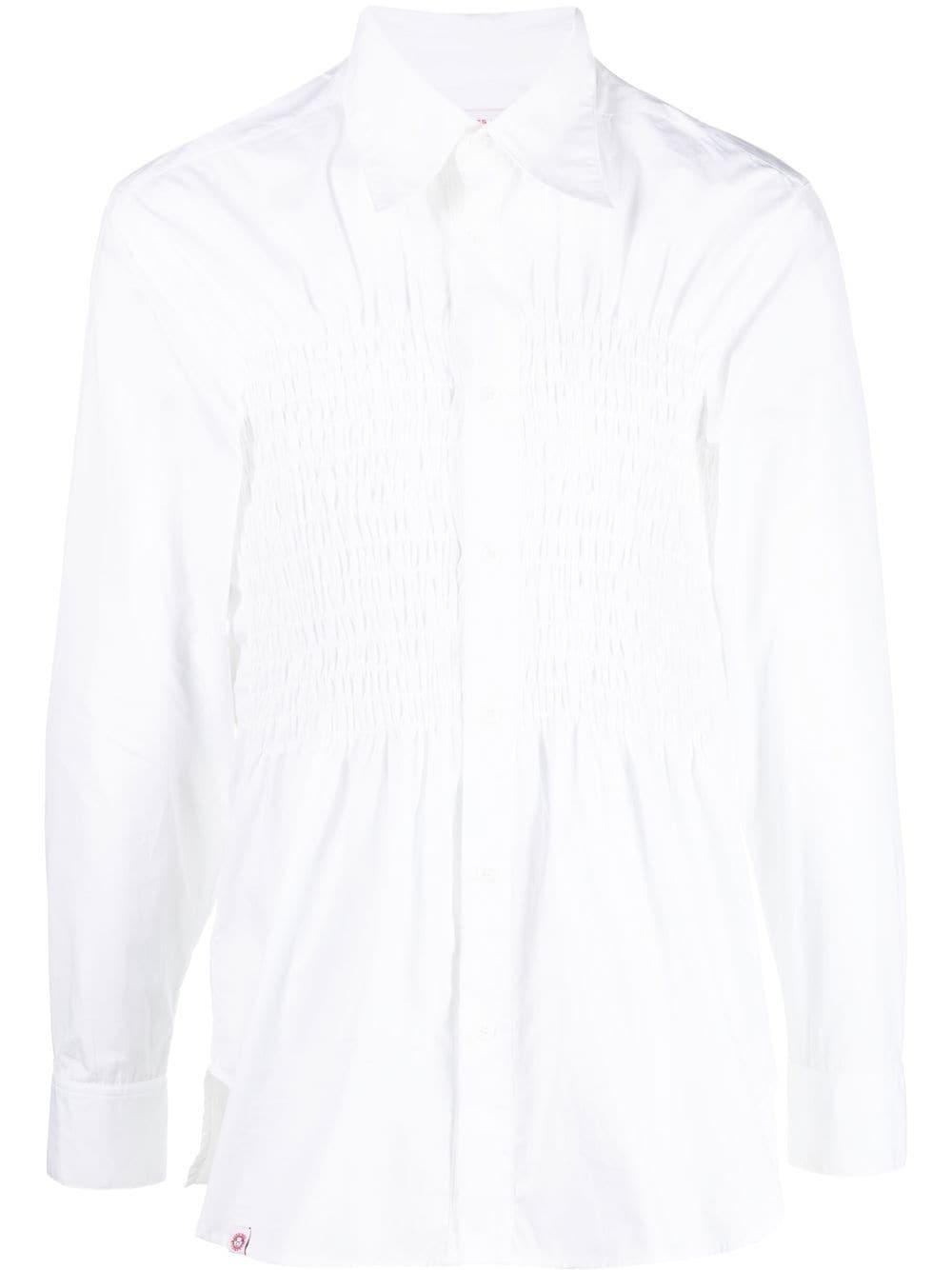 smocking stitch long-sleeve shirt - 1