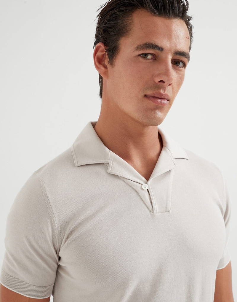 Cotton lightweight knit polo with camp collar 3