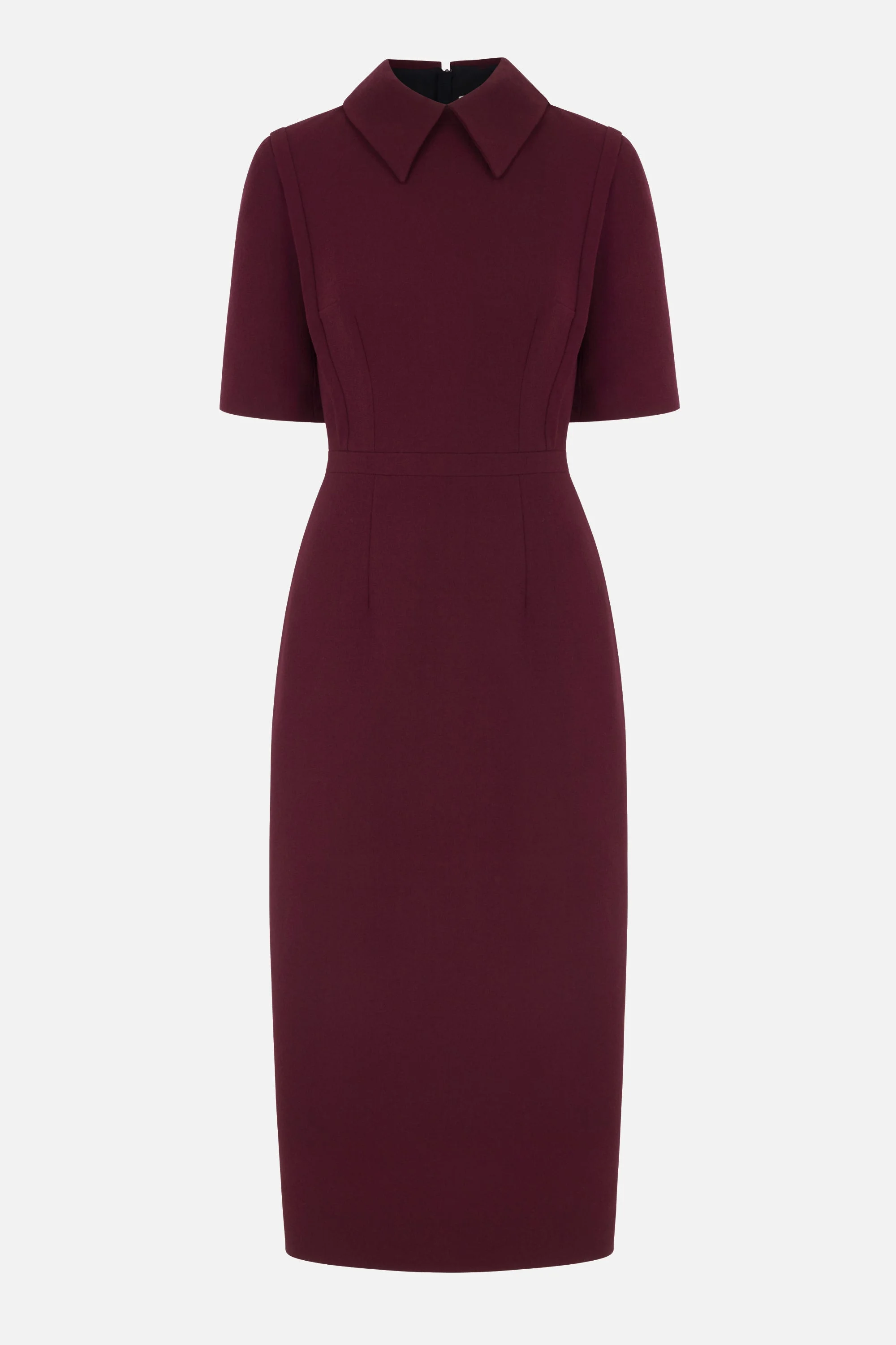 Valletta Dress in Plum Single Wool Crepe - 1