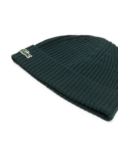 LACOSTE logo-patch ribbed beanie outlook