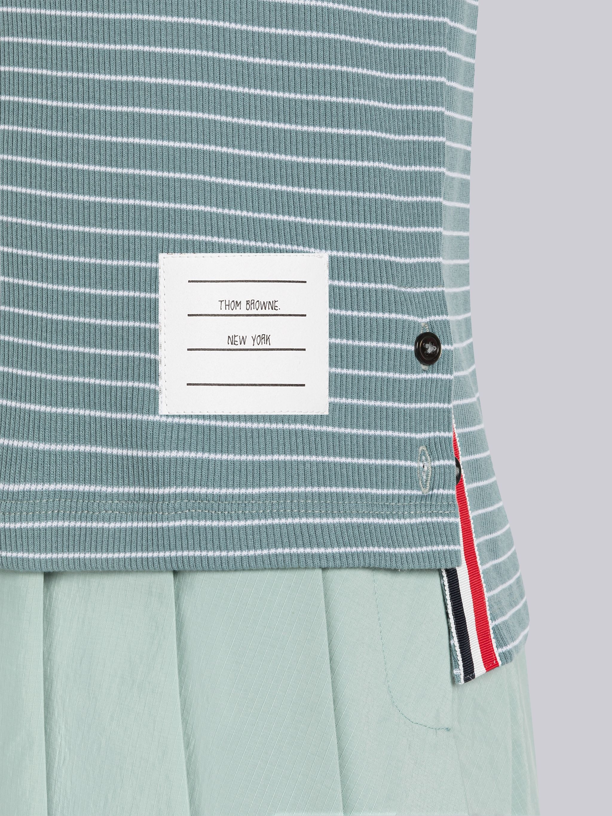 Pinstripe Rib Scalloped Short Sleeve Tee - 6