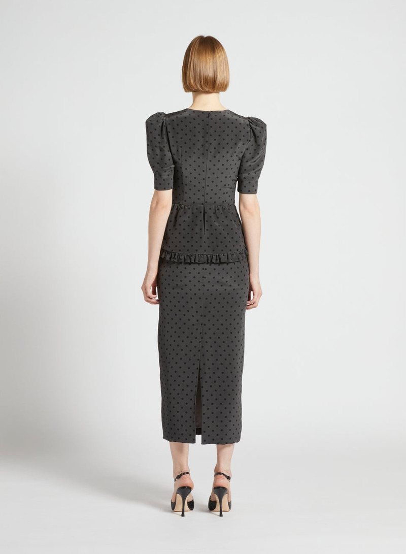 POLKA DOT PRINT SILK DRESS WITH RUFFLE DETAILS 5