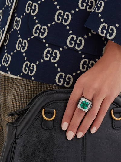 GUCCI Crystal-embellished signet ring outlook