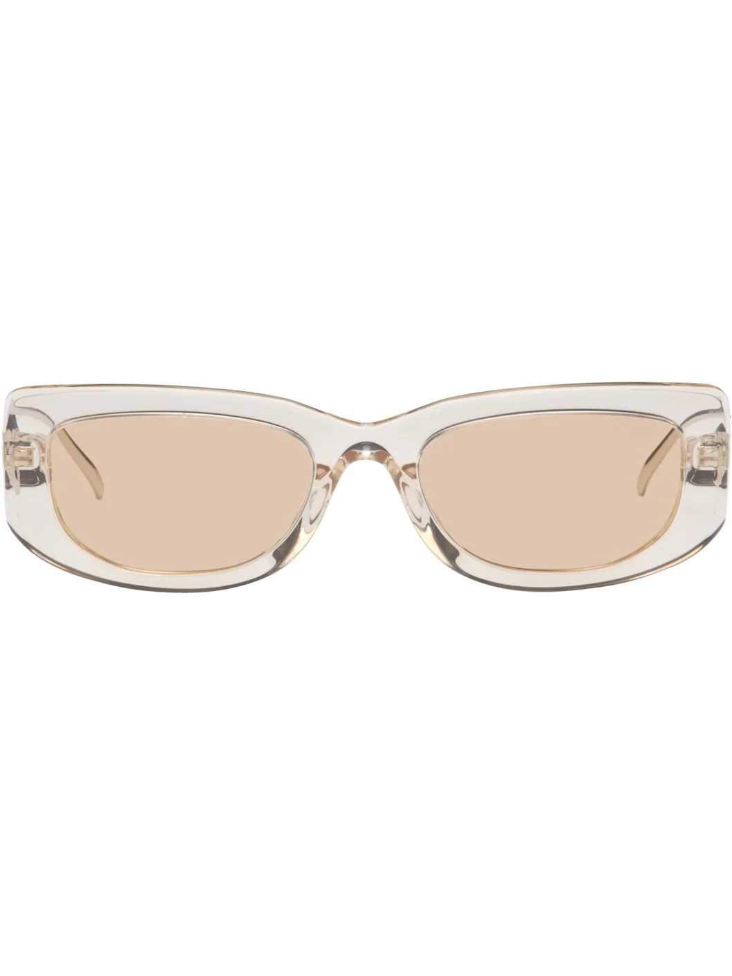 Beige & Silver Triangle Logo Sunglasses - 1