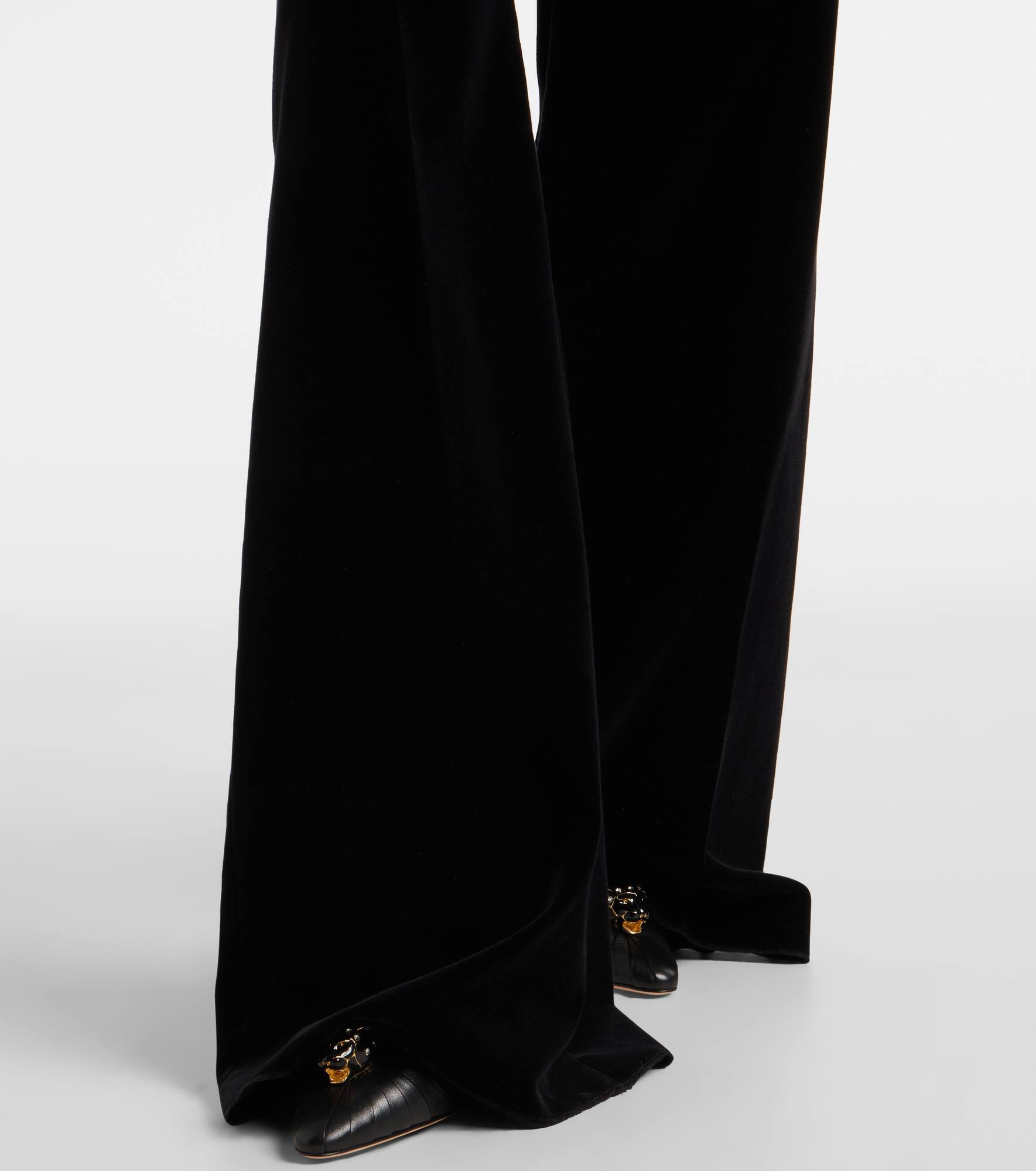 High-rise cotton velvet wide-leg pants - 5