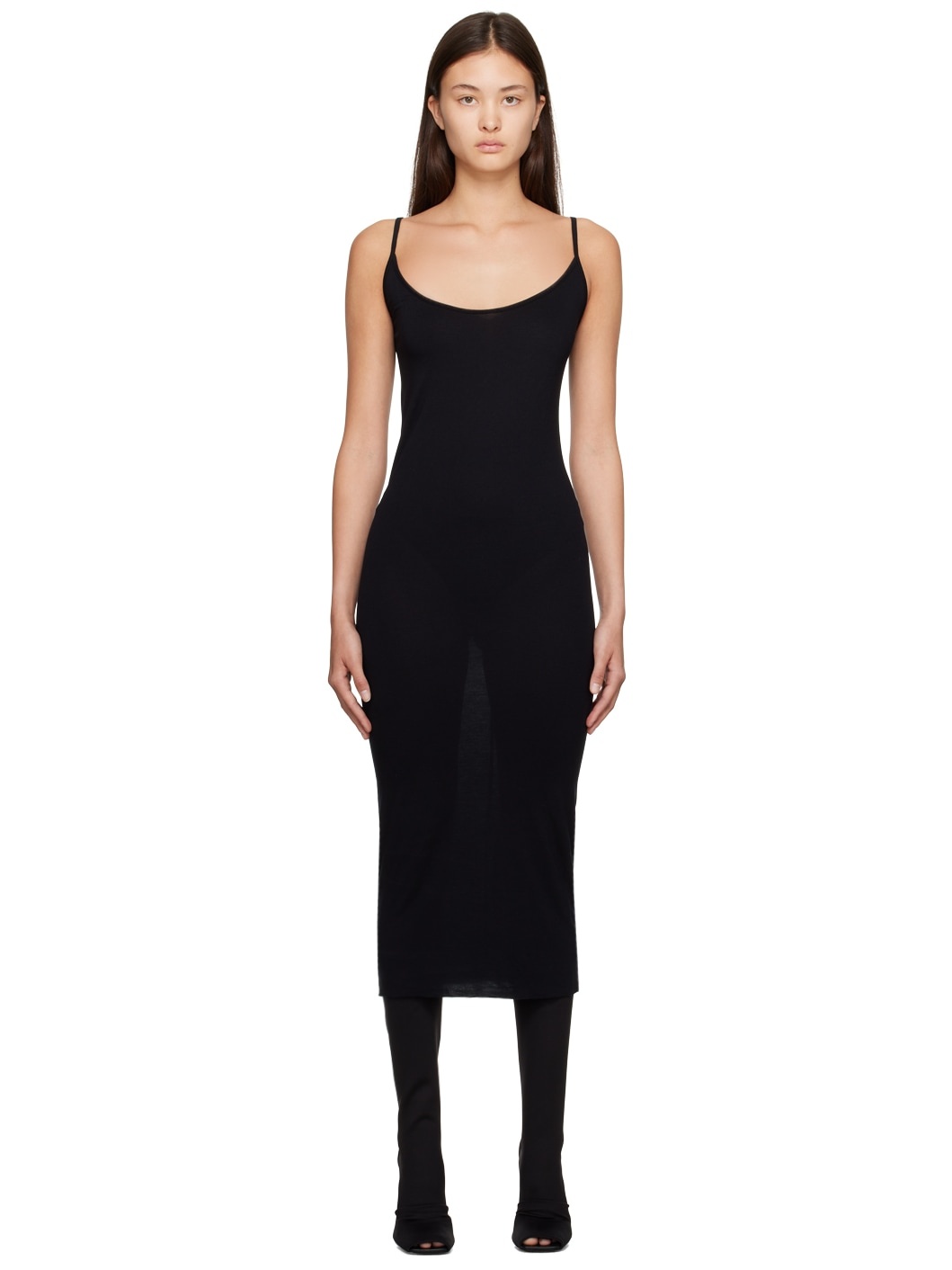 Black Scoop Midi Dress - 1