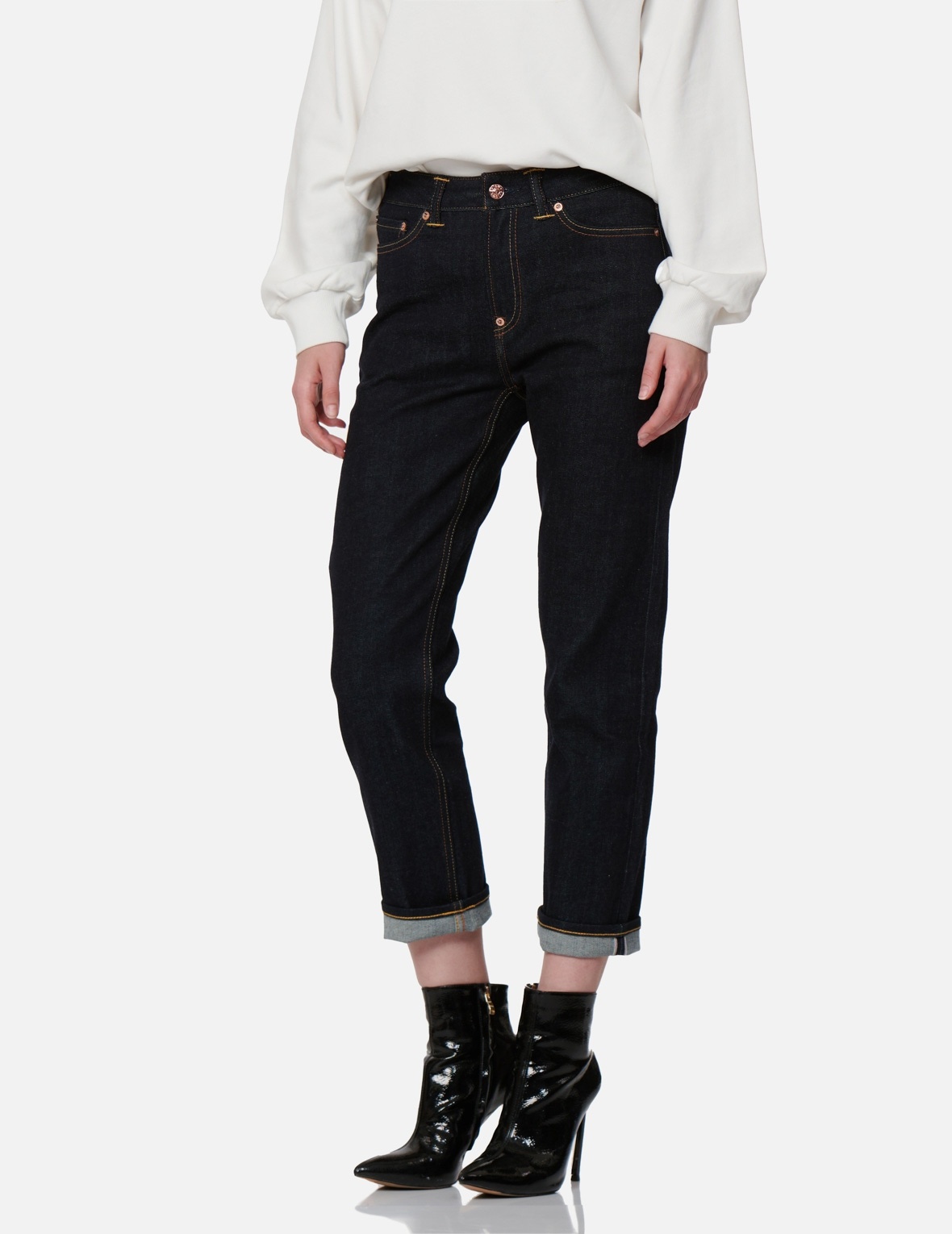 KAMON AND “KOI PLAYING IN THE WAVES” EMBROIDERY STRAIGHT-LEG JEANS - 8