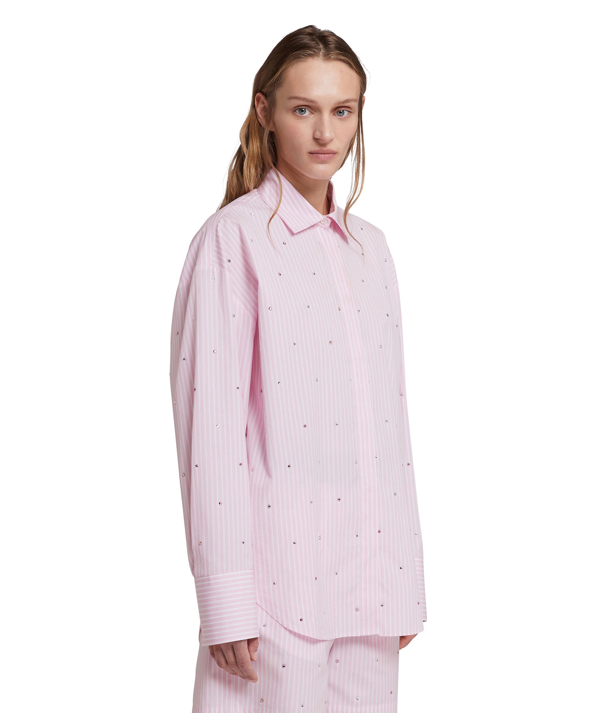 Poplin shirt with rhinestone application - 4