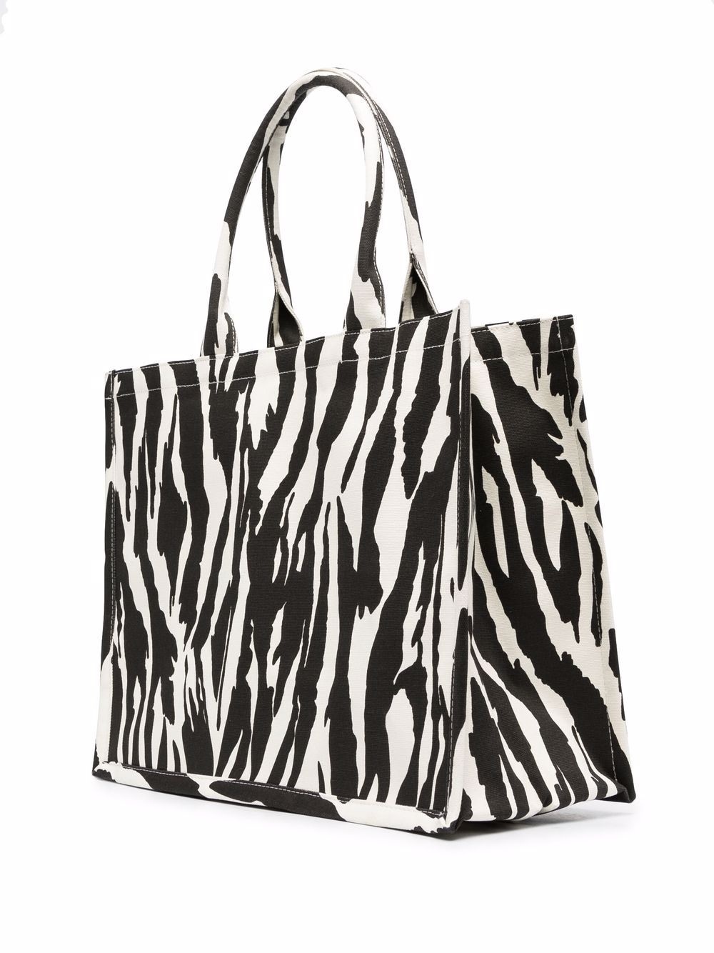 logo printed zebra tote bag - 3