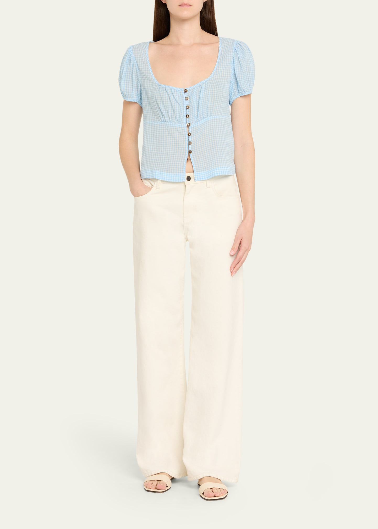 Risi Gingham Button-Front Top - 2