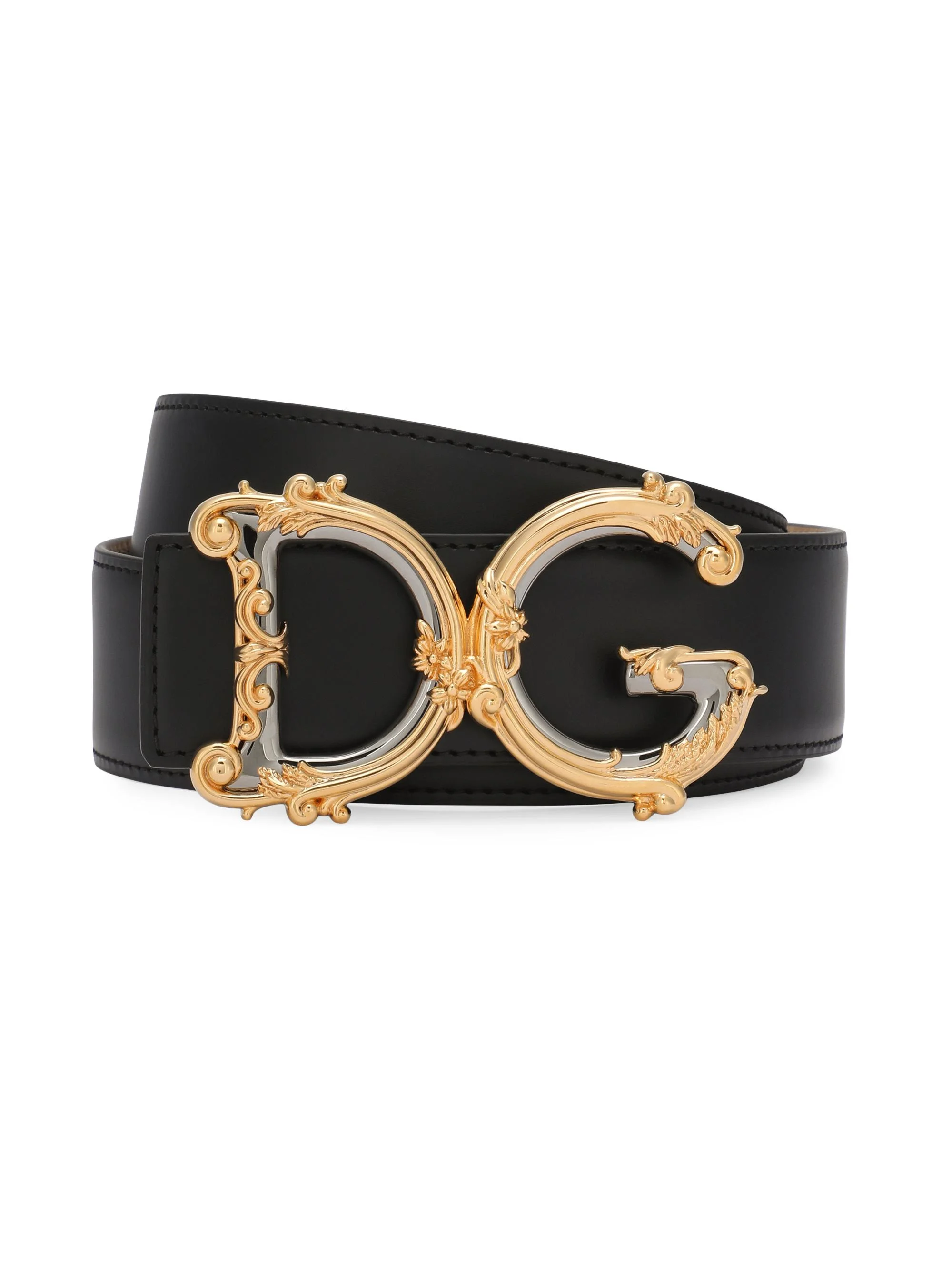Women's 50MM DG Baroque Leather Belt - Nero - 1