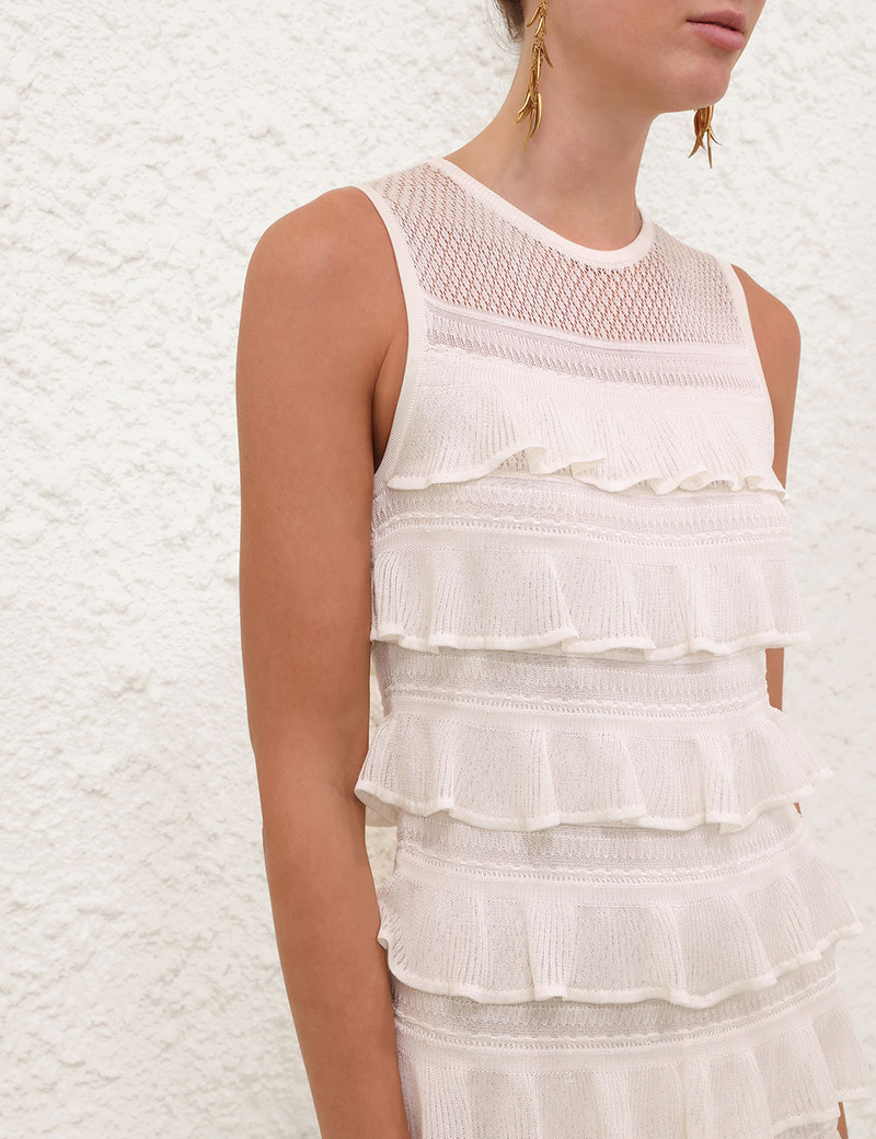 LUNA LACE FRILL MIDI DRESS 5