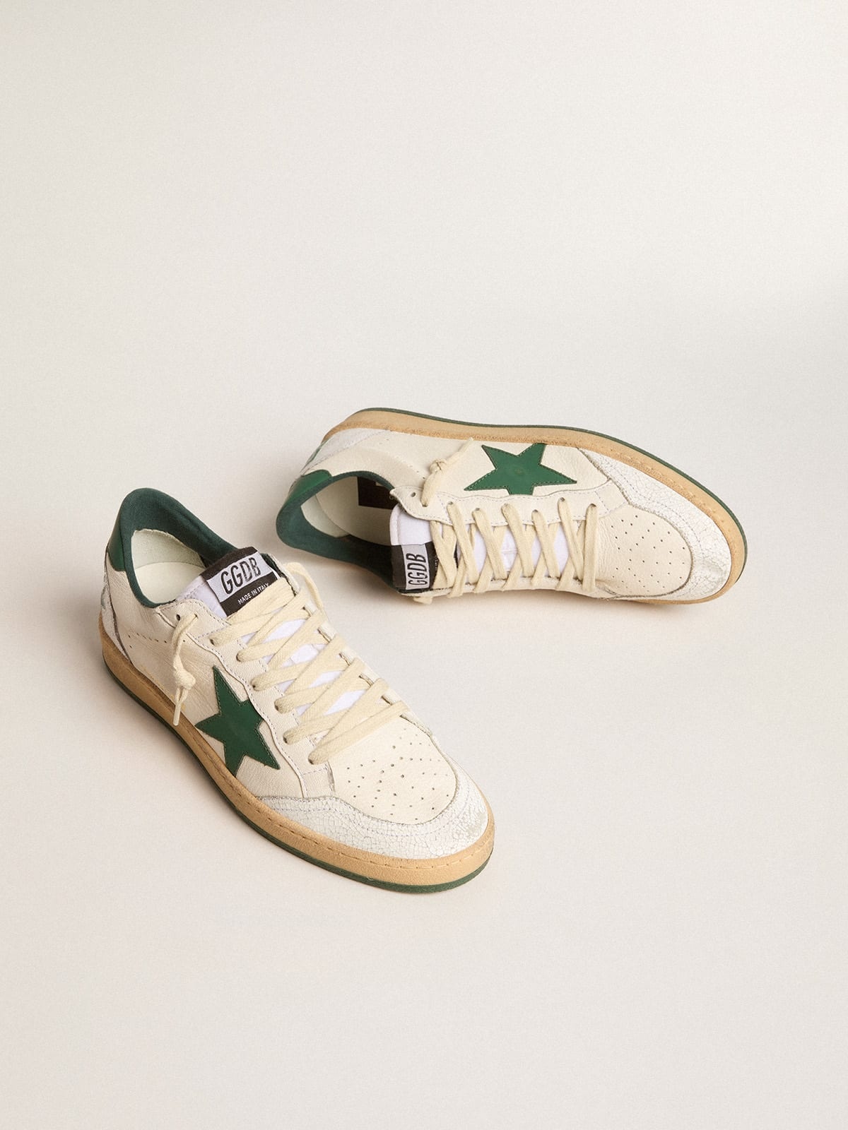 Women's Ball Star Wishes in white nappa leather with green leather star and heel tab - 3
