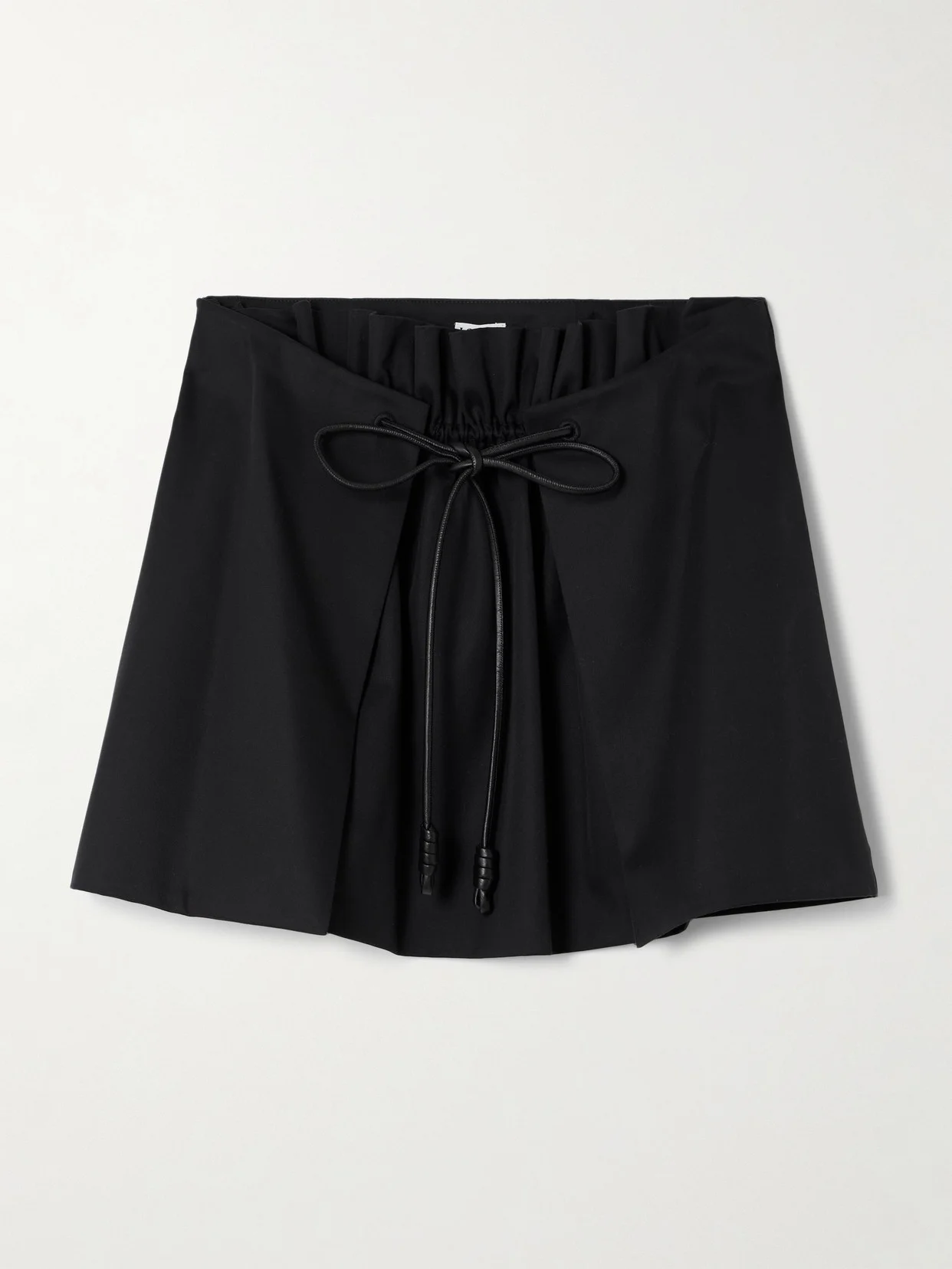 Leather-trimmed Layered Cotton And Silk-blend Mini Skirt - 1