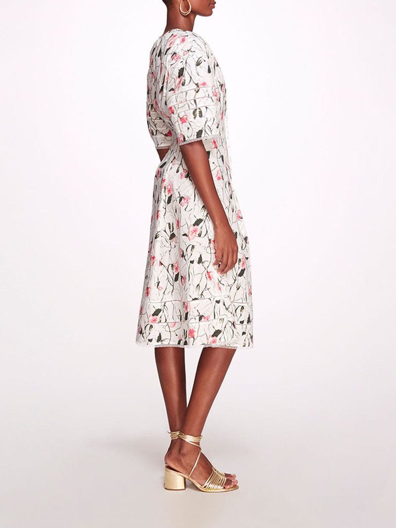 Marchesa ASTER FLORAL PRINT & LACE MIDI outlook