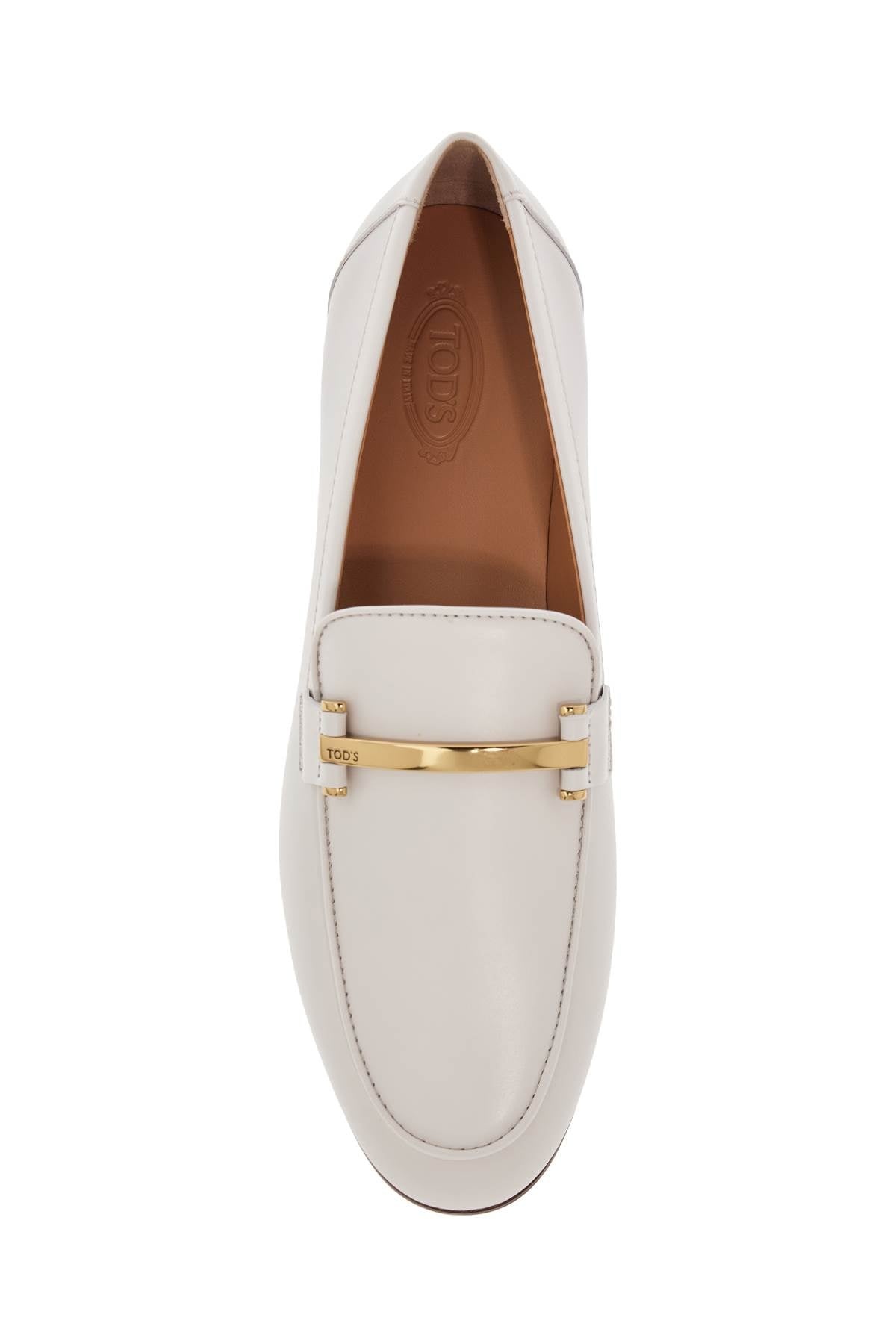 【送関込】TOD'S☆moccasin with gold bar and velcro closure Tod's Calfskin Moccasin With Gold Bar And Velcro Closure In
