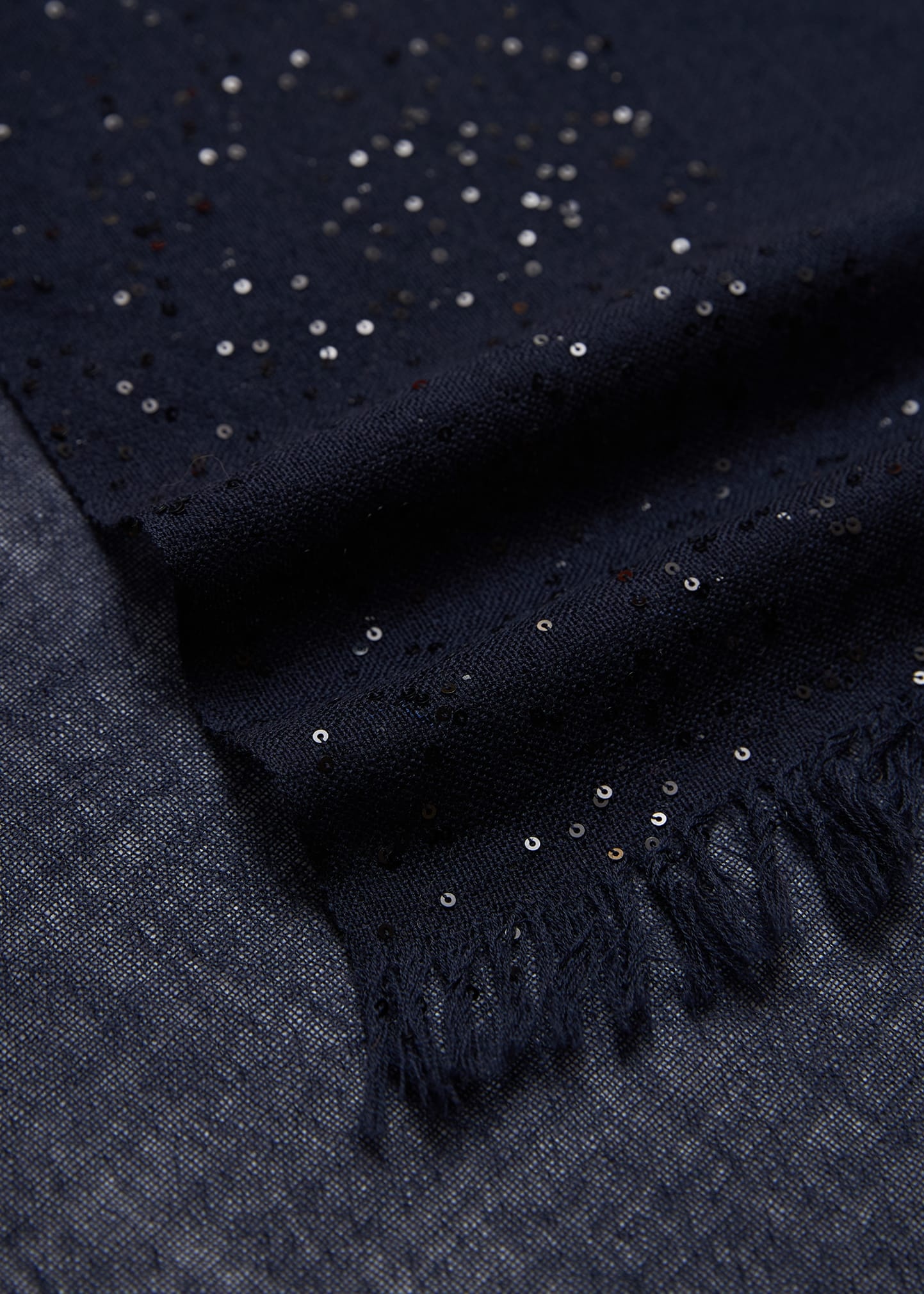 New Dalila Colorblock Sequined Wool Silk Scarf - 2