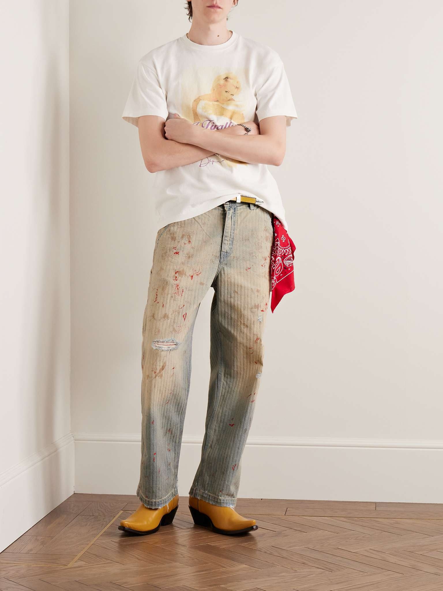 Enfants Riches Déprimés Straight-Leg Paint-Splattered Distressed  Herringbone Jeans | REVERSIBLE