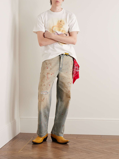 Enfants Riches Déprimés Straight-Leg Paint-Splattered Distressed Herringbone Jeans outlook