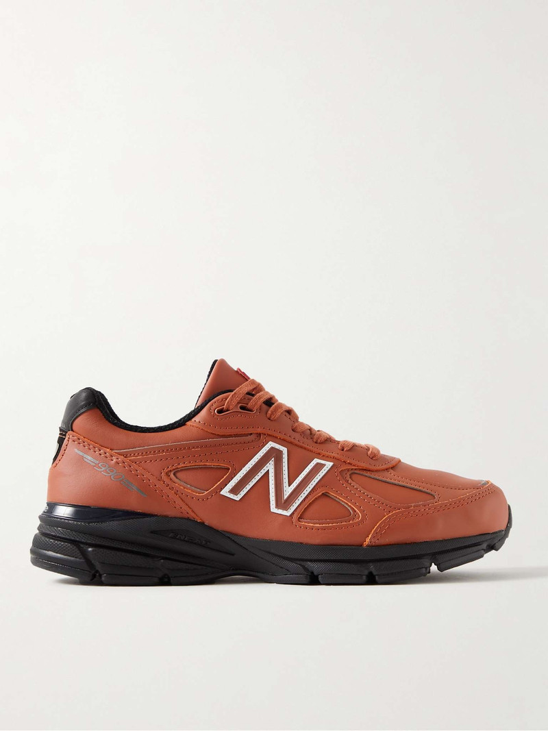 990v4 Rubber-Trimmed Leather Sneakers - 1