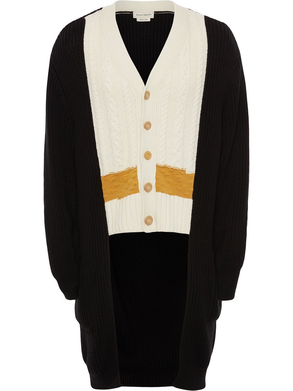 panelled cable knit cardigan - 1