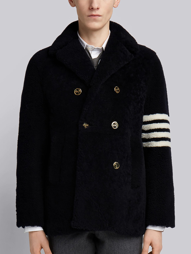 Navy Dyed Shearling 4-bar Unconstructed Peacoat 1