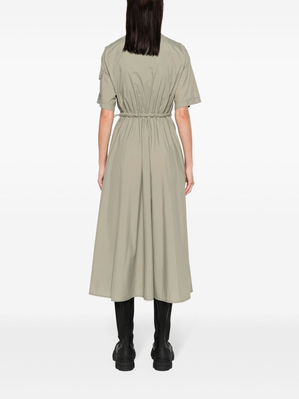 classic-collar midi shirt dress - 4