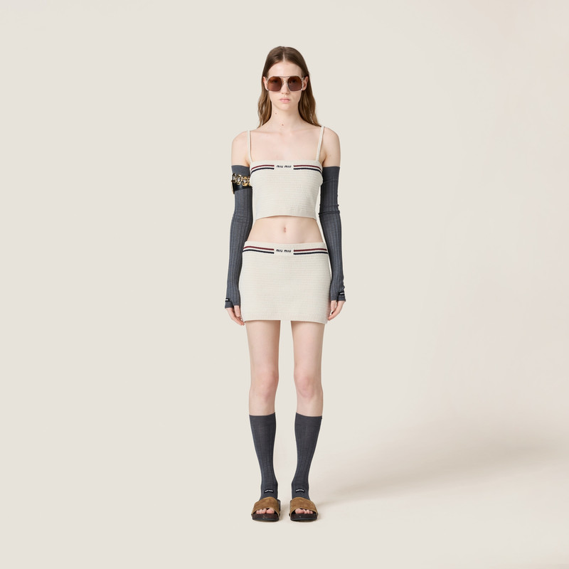 Miu Miu Cotton knit miniskirt outlook