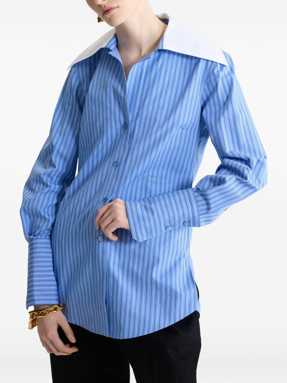wide-collar striped shirt - 4
