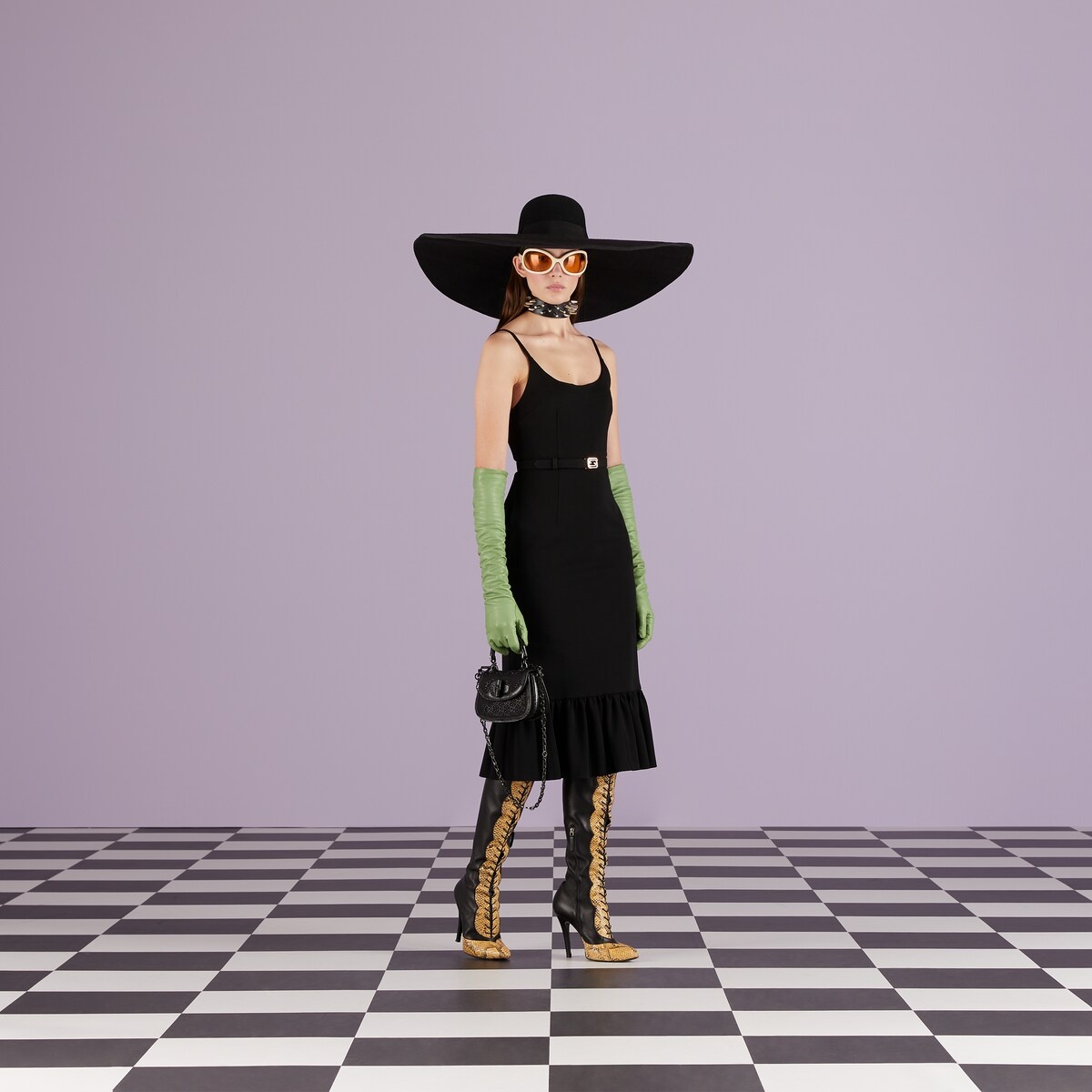 Sable dress with Interlocking G belt - 2