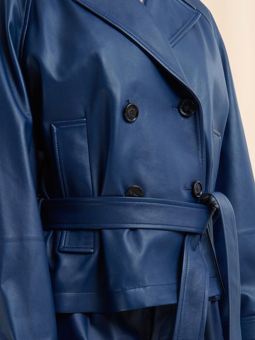 SHORT BLUE NAPPA TRENCH - 5
