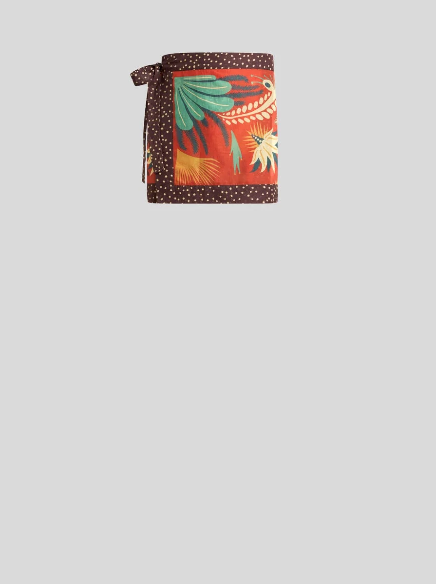 ETRO X TABBY BOOTH COTTON COVER-UP MINI SKIRT WITH PLACED PRINT - 1