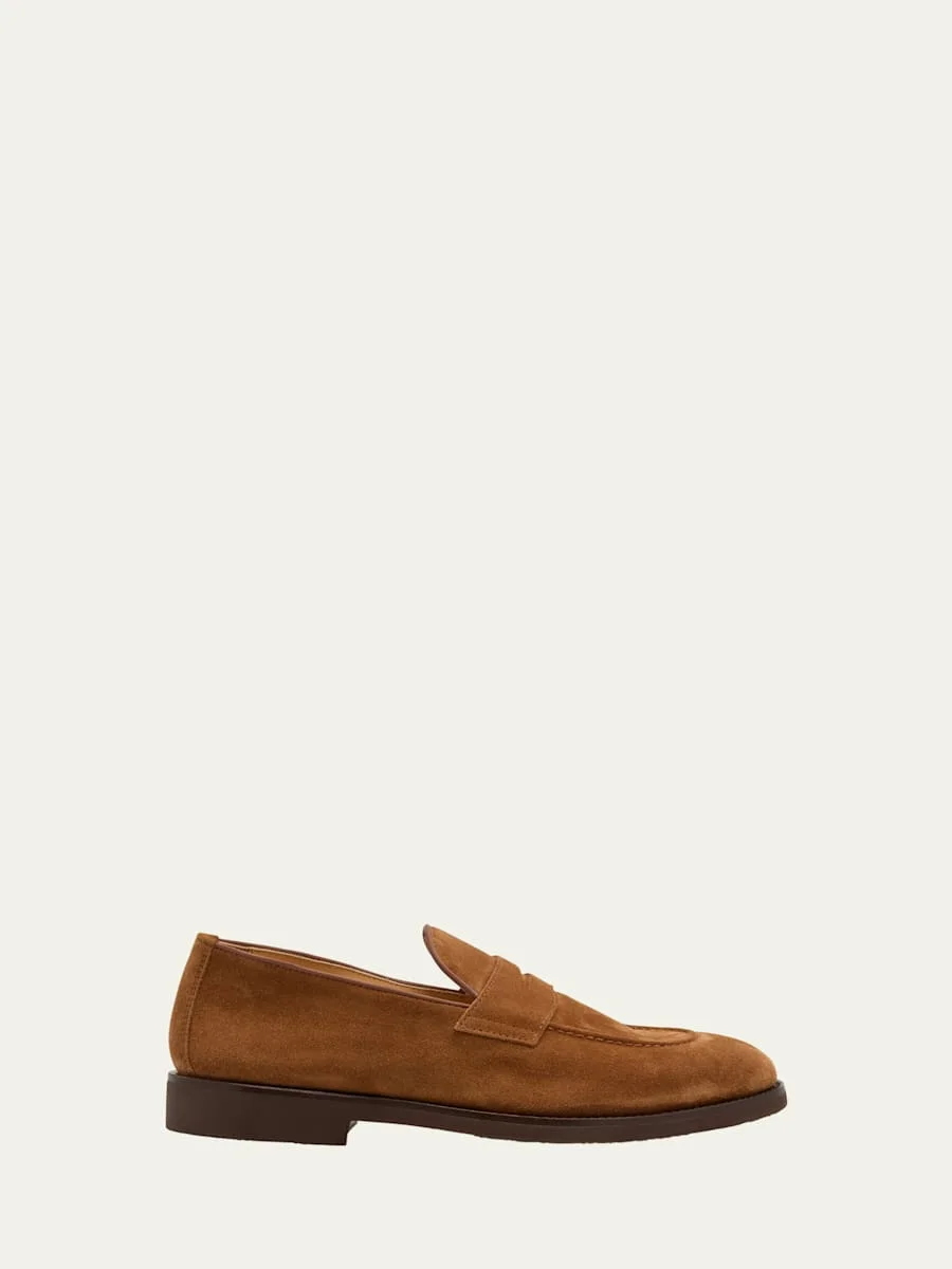 Men's Suede Penny Loafers - 1