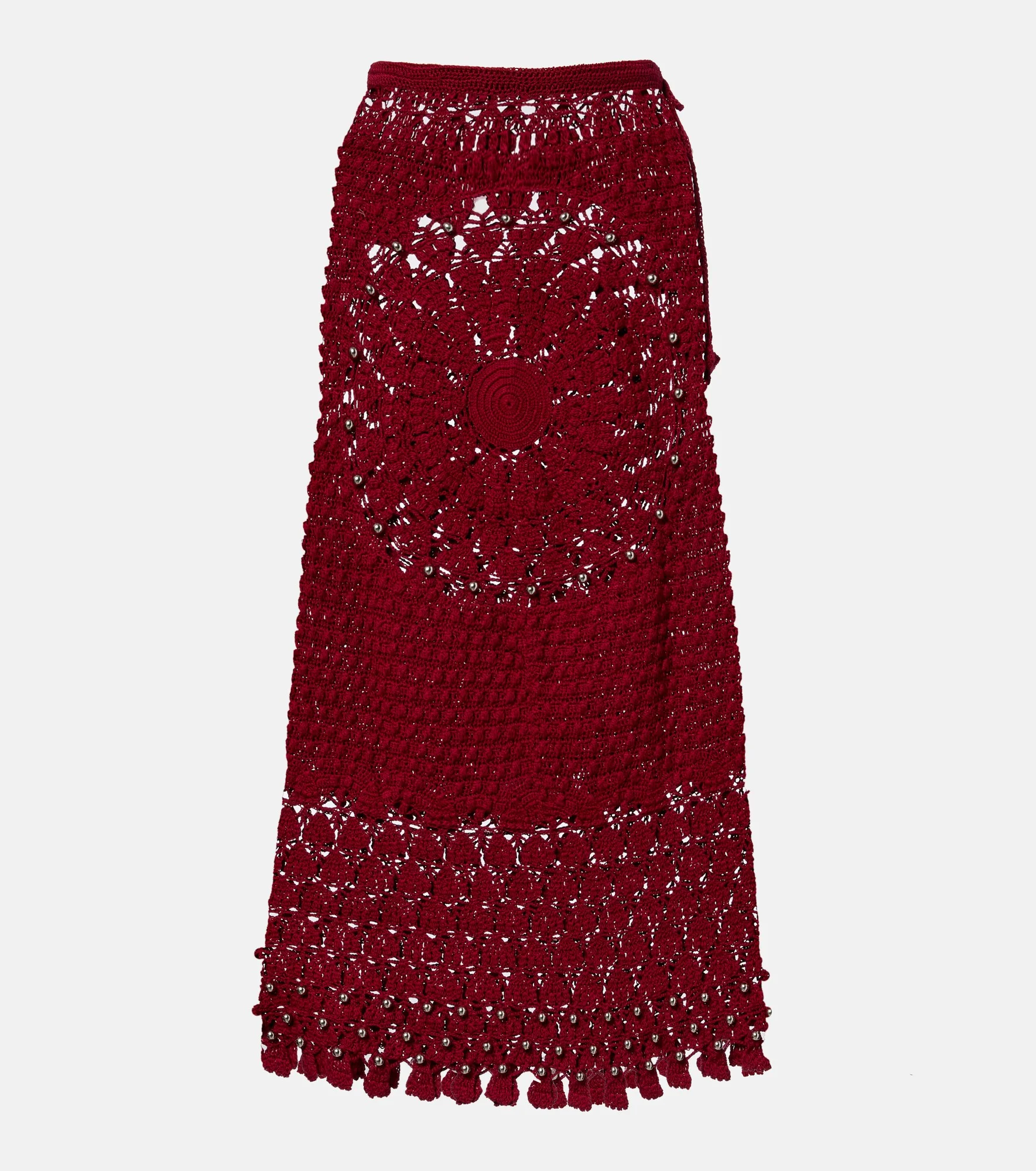 Embellished crochet cotton midi skirt - 1