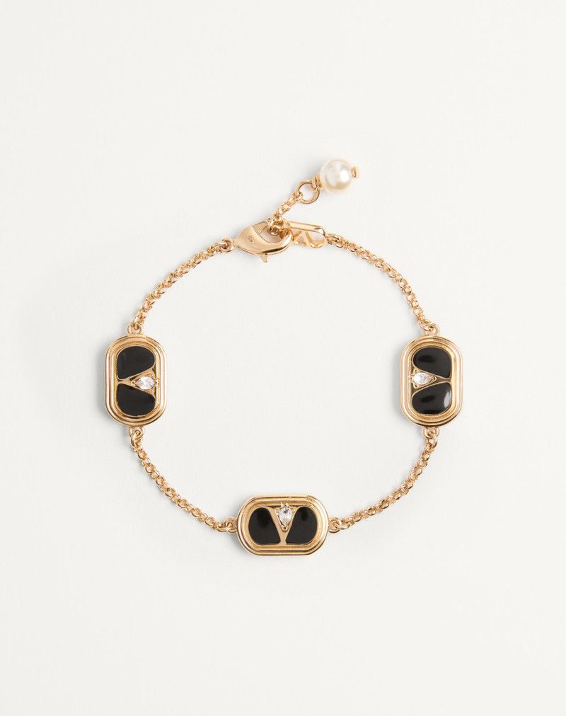OVAL BRACELET IN METAL, ENAMEL, CRYSTALS AND SWAROVSKI® PEARL 1