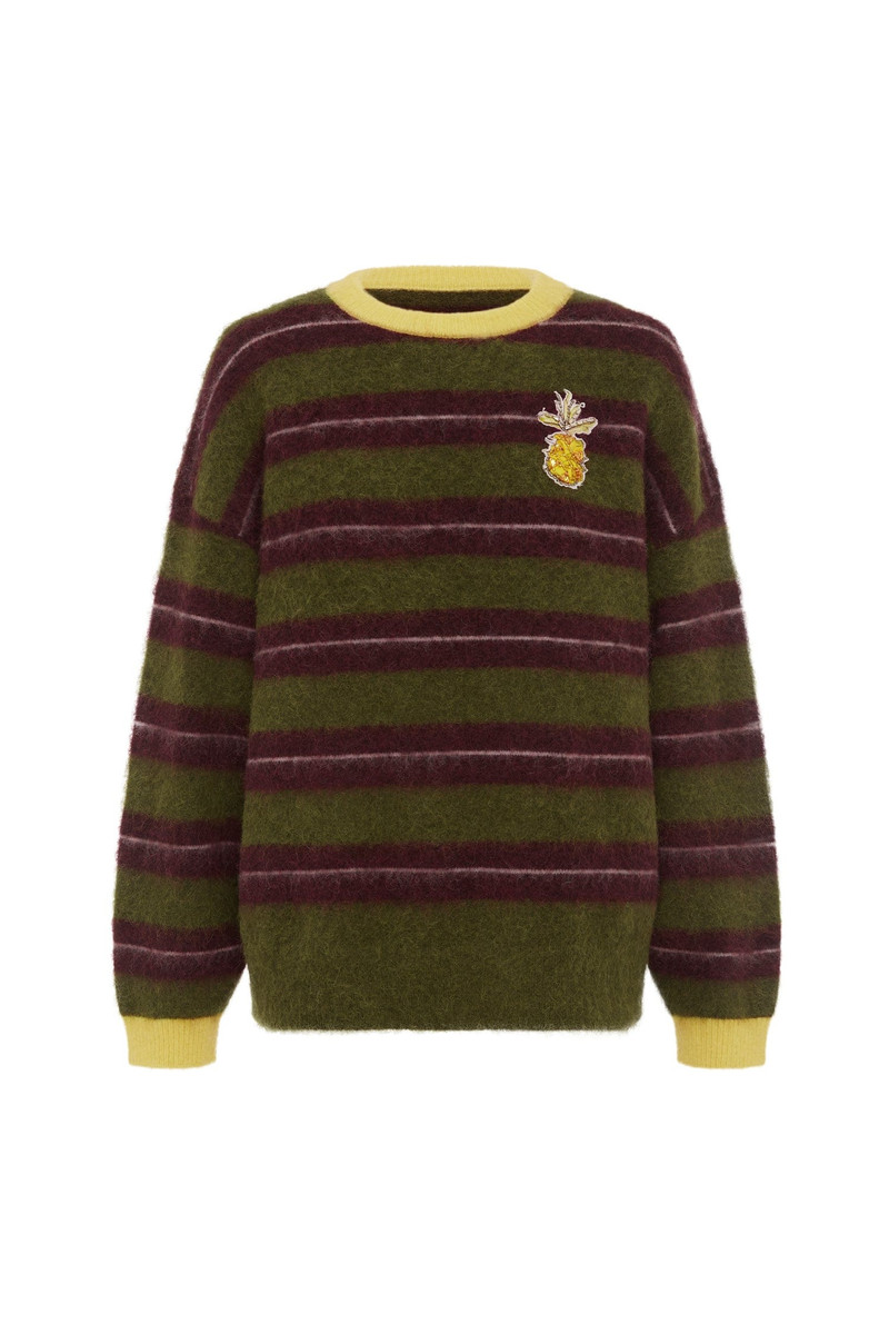 Domenica Olive Stripe Sweater 1