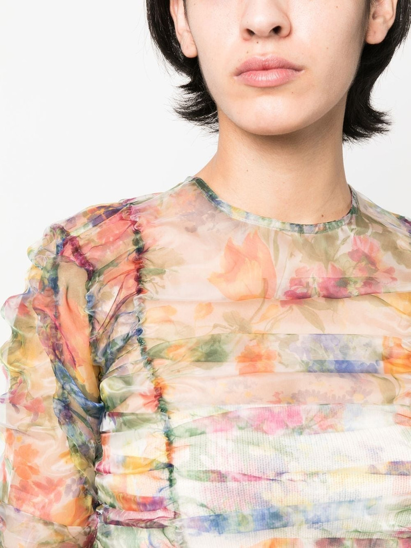 floral-print sheer blouse 5
